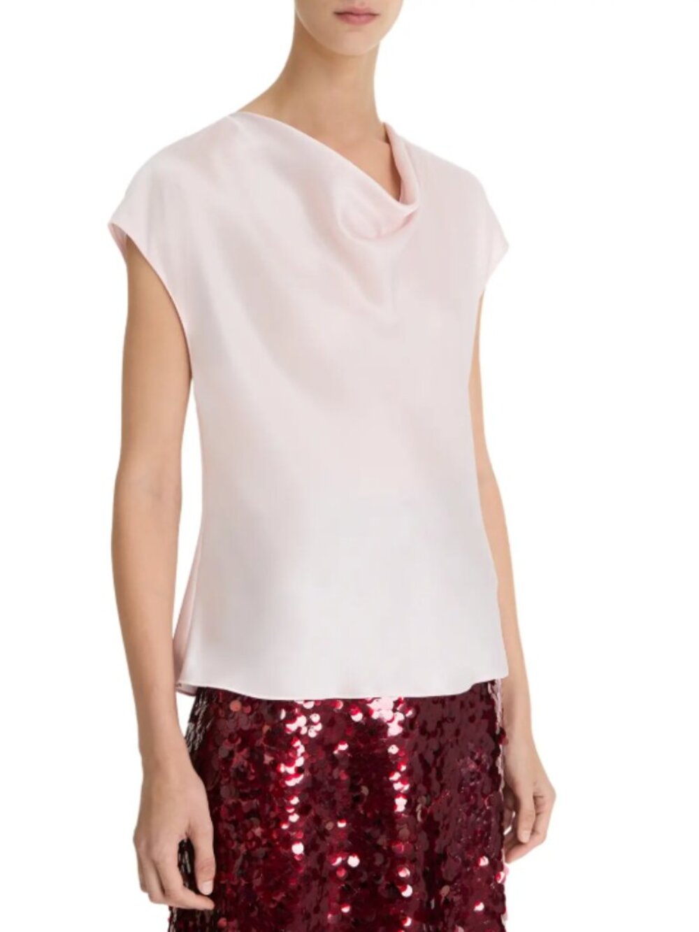 NWT Vince Satin Silk Cowl-Neck Blouse Shirt